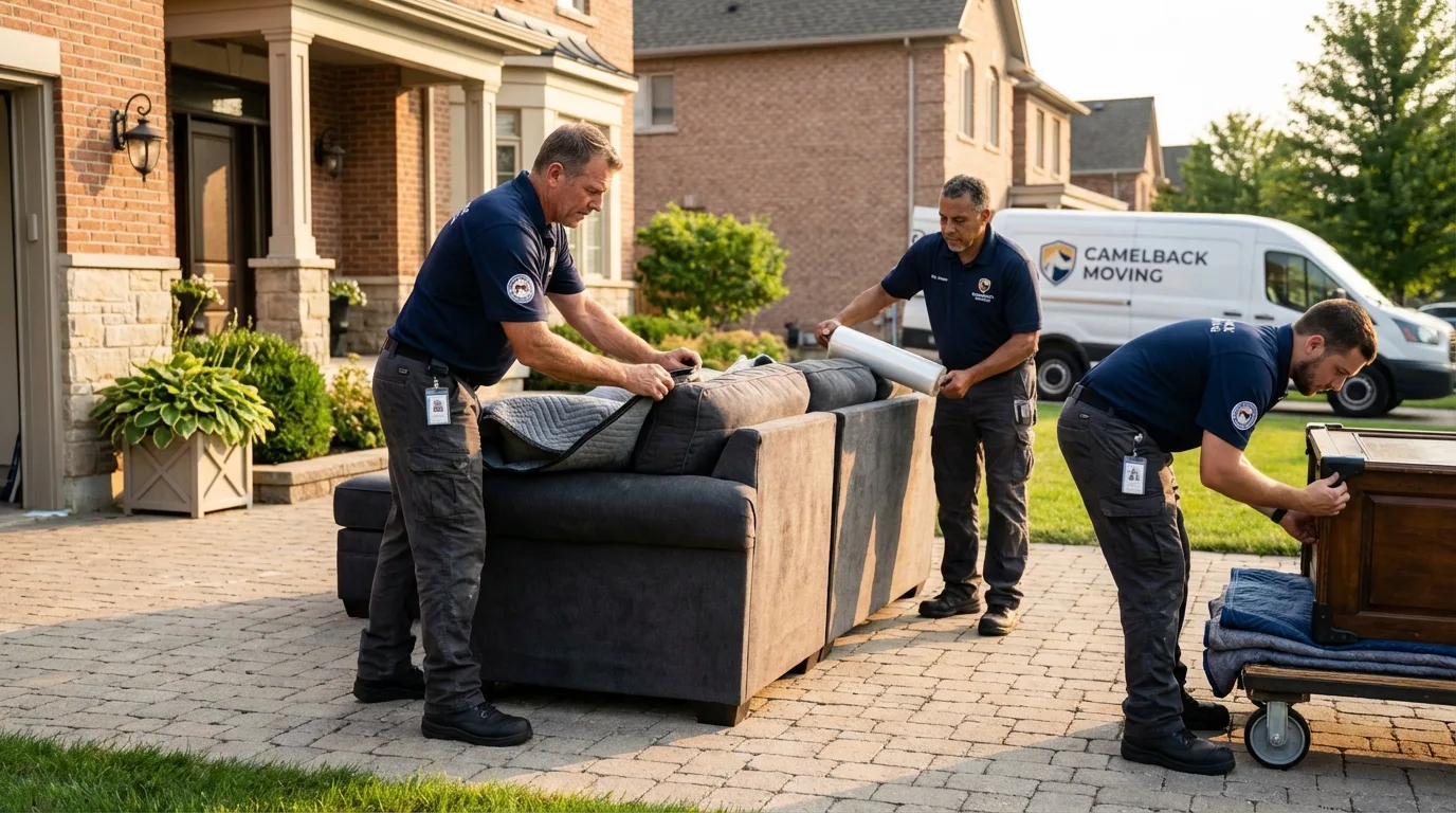 Large estate moving crew wrapping furniture in Armada, MI